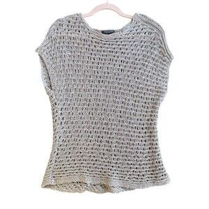Eileen Fisher Womens Sleeveless Knit Sequin Chainmail Mesh Top Blouse Size‎ PL